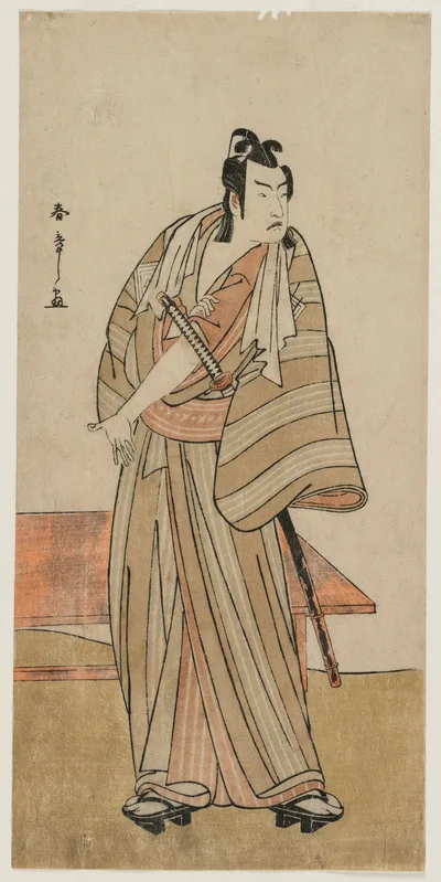 Ichikawa Yaozo II as a Otokodate Standing by a Bench, 1780