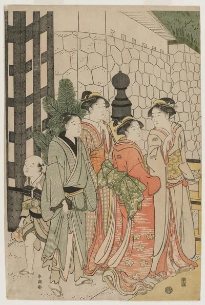 Young Man and Women on Tokiwa Bridge, 1790