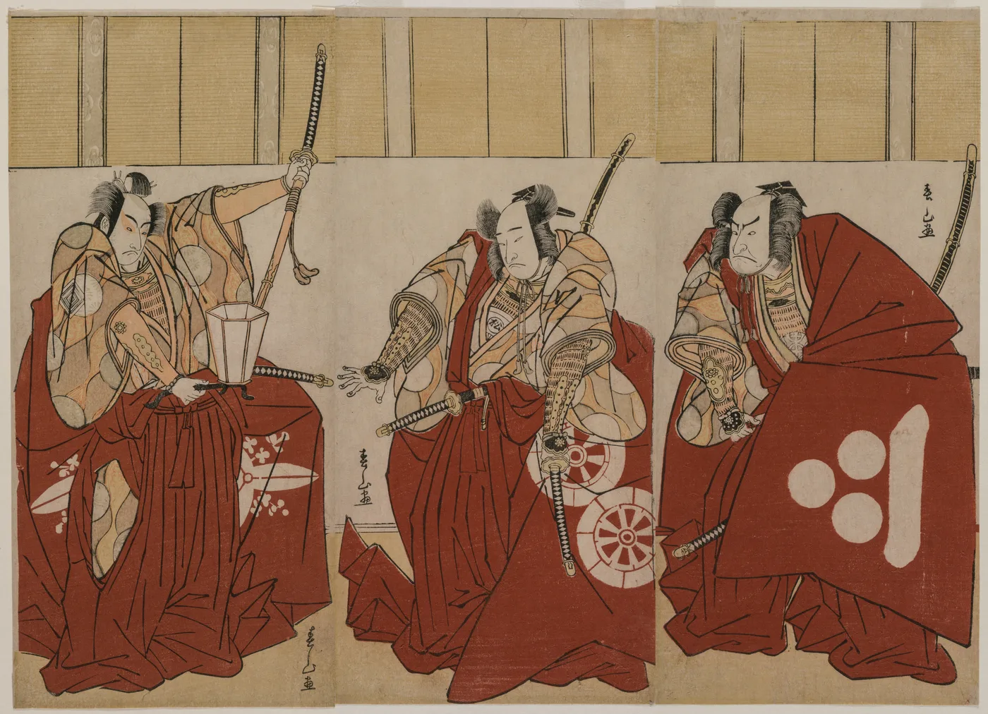 Ichikawa Monnosuke II as Urabe Suetake, Onoe Matsusuke I as Usui…, 1781