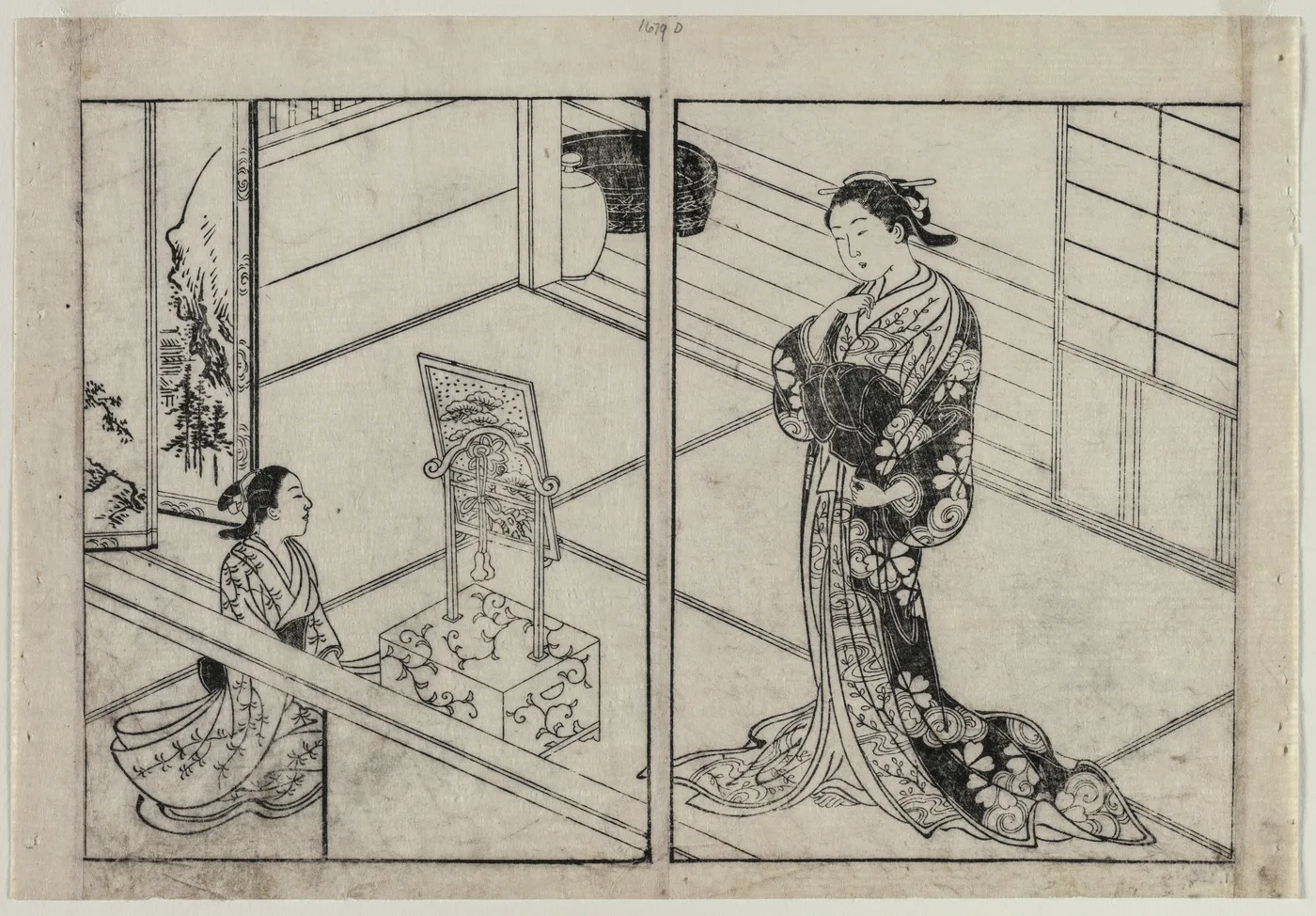 Woman and Child Beside a Mirror Stand, 1740