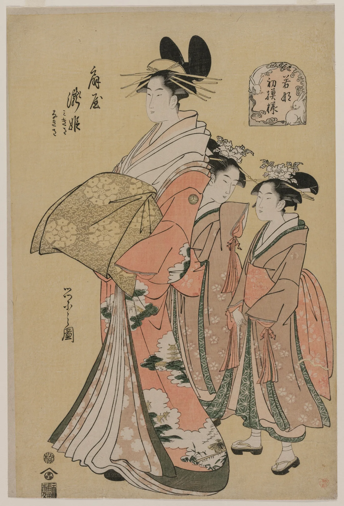 The Courtesan Takihime and Attendants (from the series New Patterns…, 1795