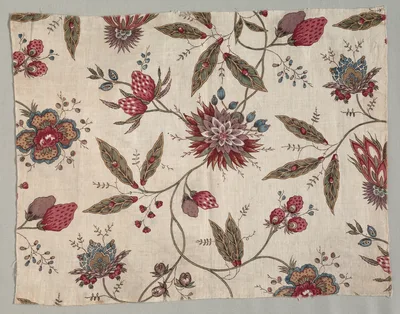 Fragment of Block Printed Cotton, 1785