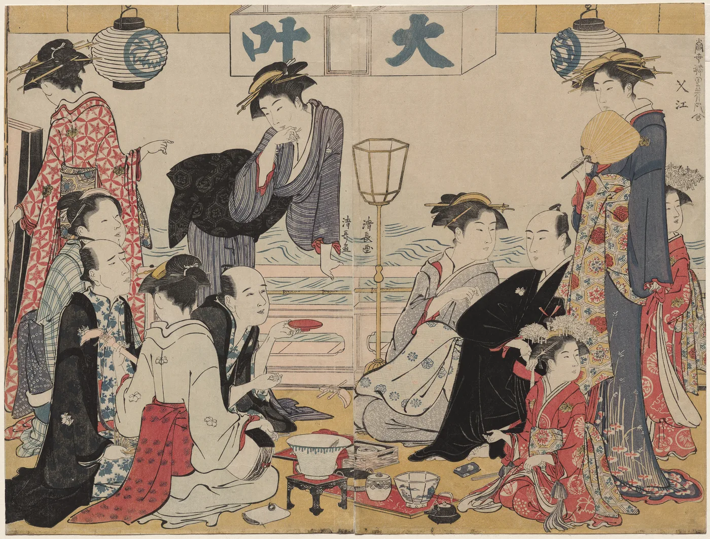 Entertainment on a Balcony by the Water at Nakasu, from the series, A…, 1783