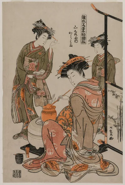 The Courtesan Karahama of Yamashiroya Performing the Tea Ceremony…, 1770