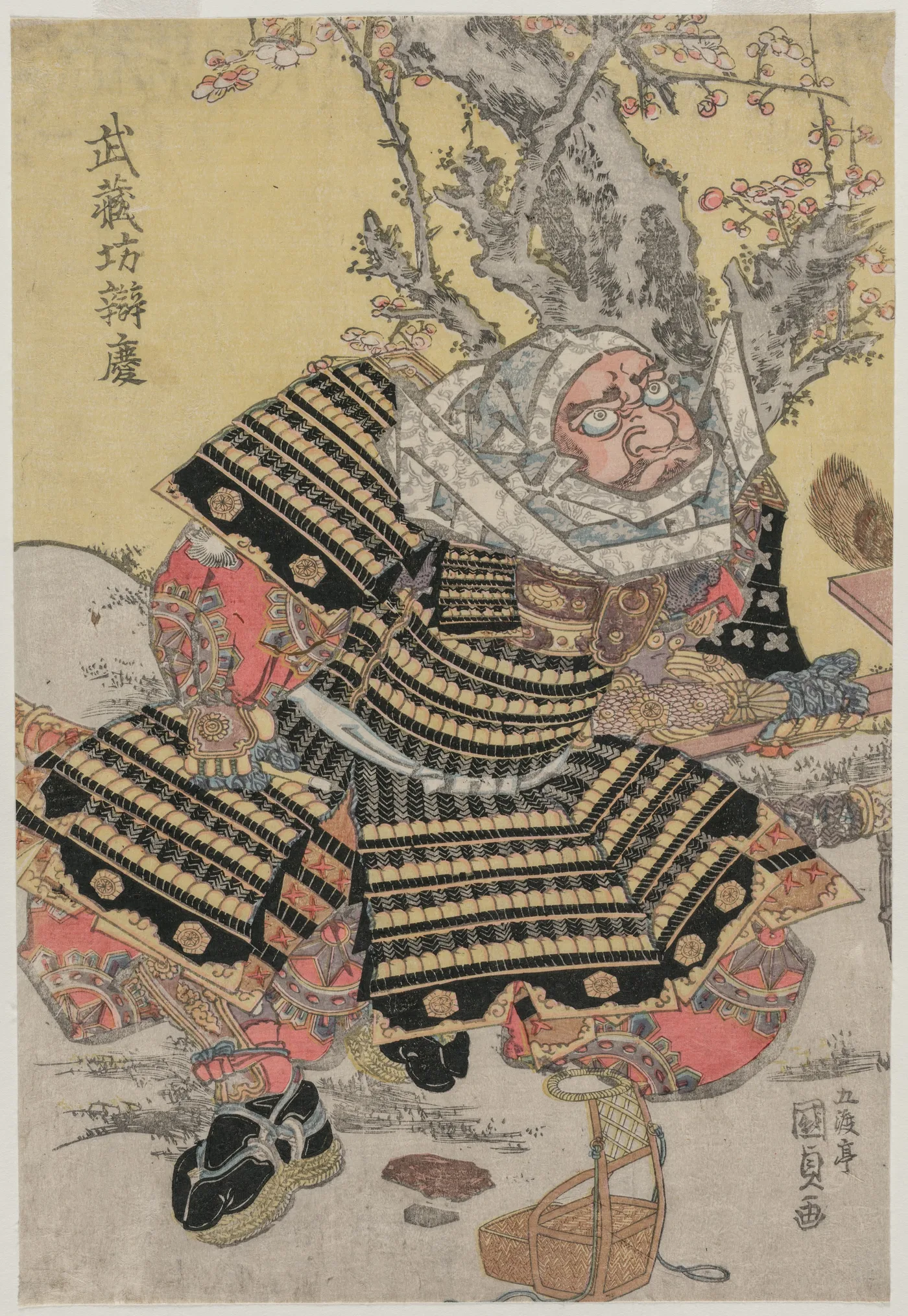 Musashibo Benkei Kneeling by a Plum Tree, 1810