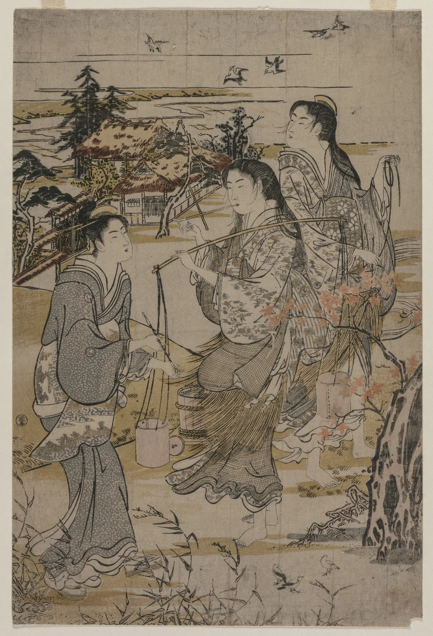 Women with Salt Pails; The Noda Tama River in Mutsu Province, from an…, 1780
