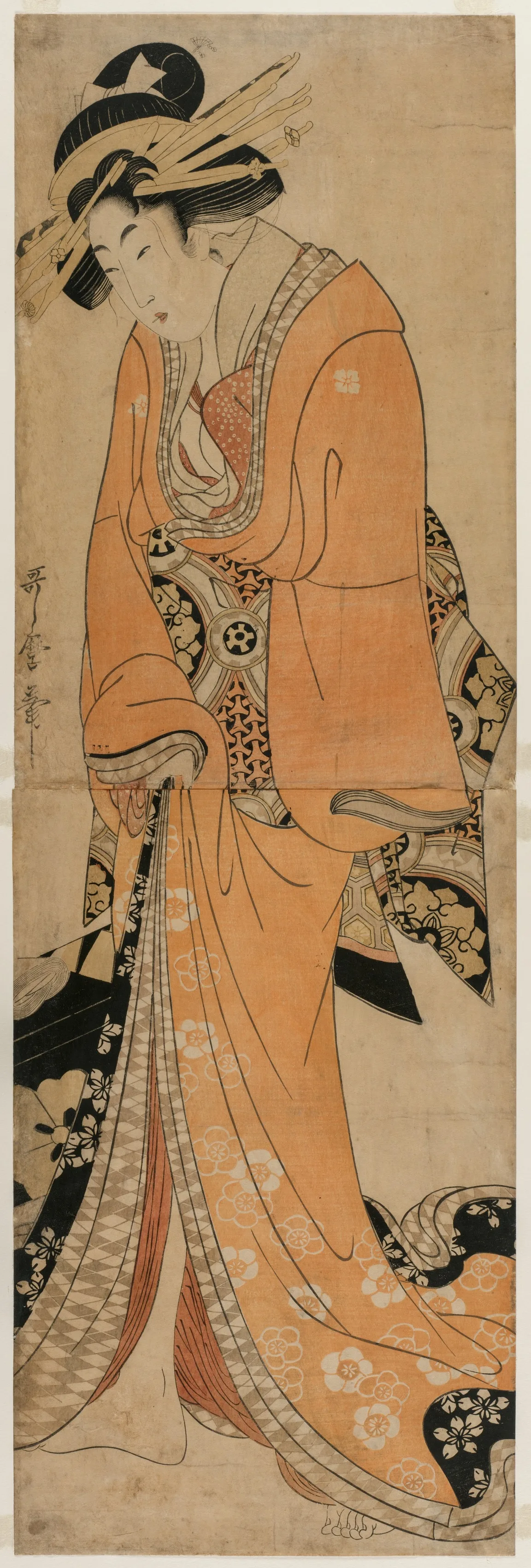 Geisha Standing Beside a Shamisen Case, 1810