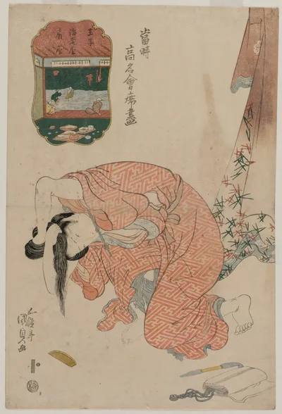 Woman Tying Her Hair (from the series Famous Restaurants of the…, 1820