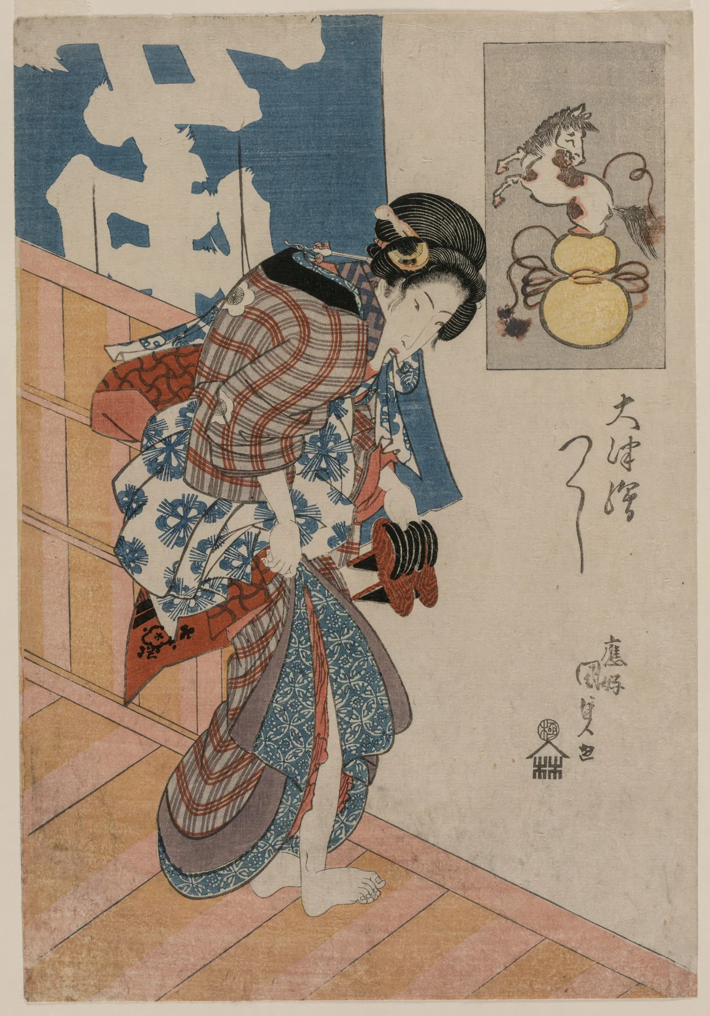 Woman Leaving a Bath House (from the series Pictures from Otsu), 1820