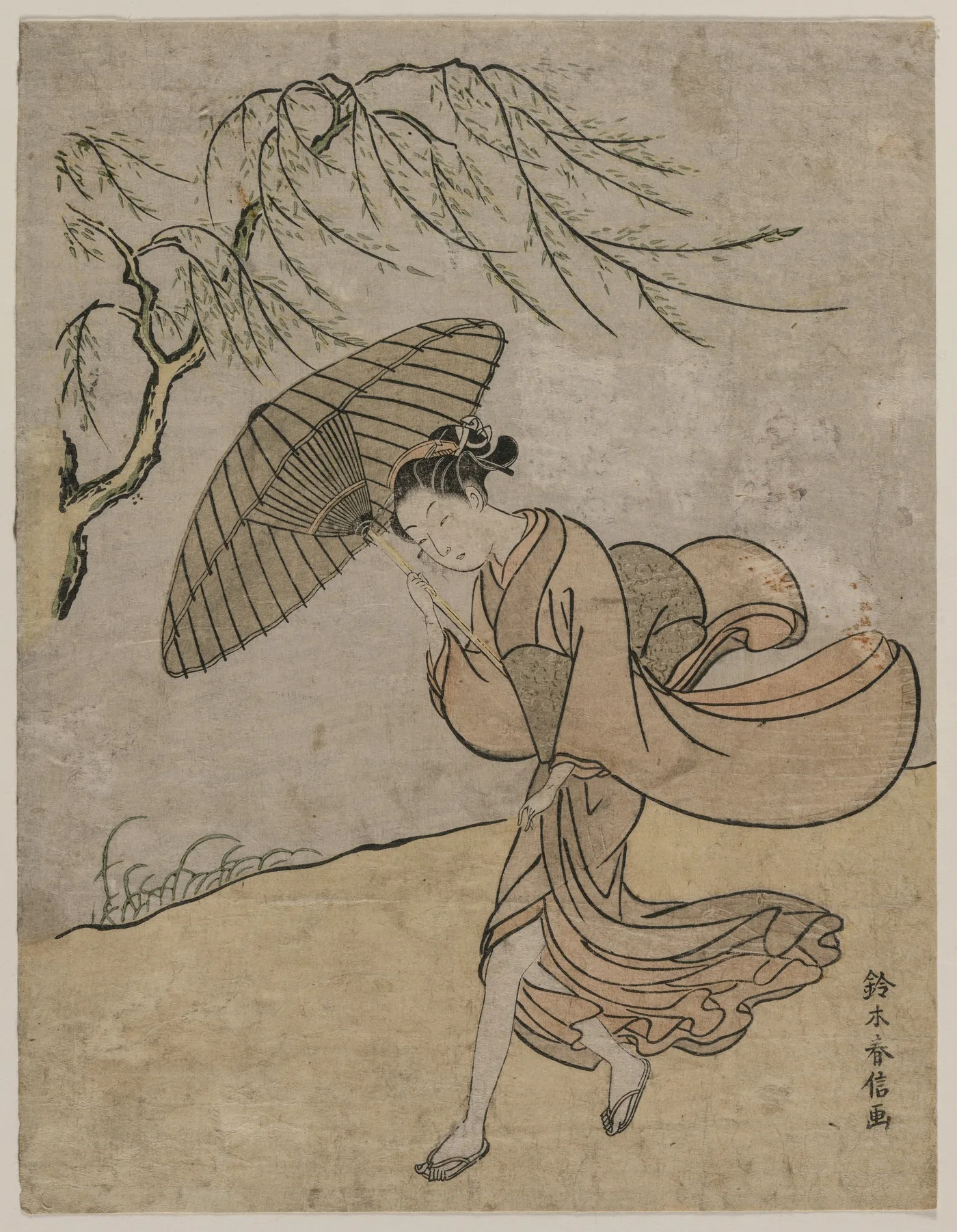 Woman Running Past a Willow Tree in a Breeze, 1766