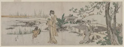 Two Women and a Child Beside a Goldfish Tank, 1800