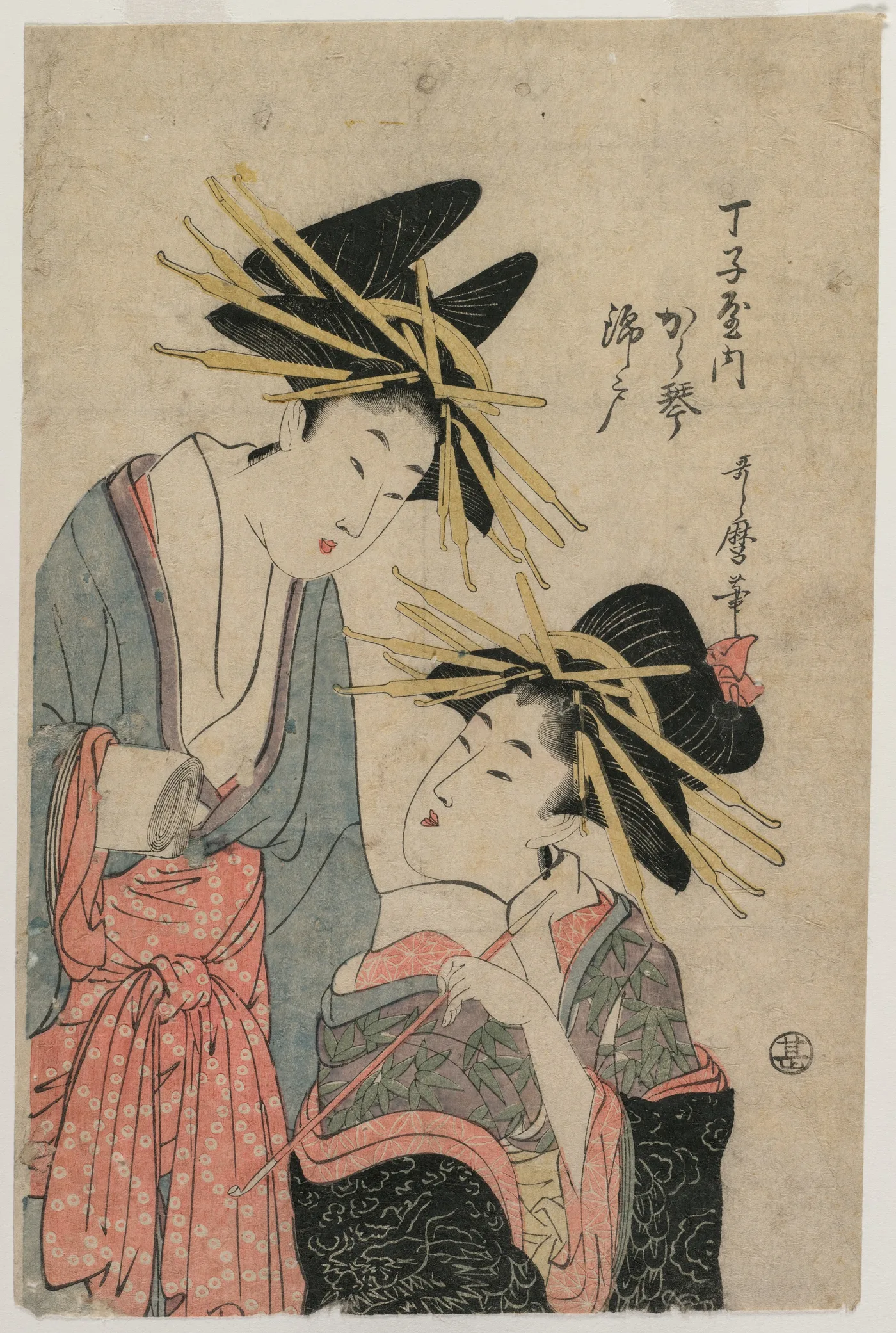 The Courtesans Karagoto and Nishikido of Chojiya, 1800