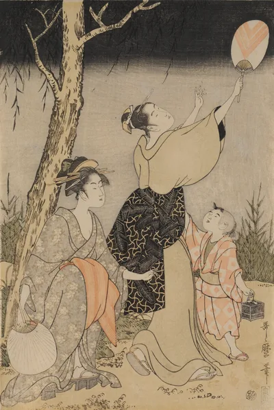 Catching Fireflies Beneath a Willow Tree (left), 1796