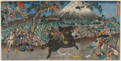 Photograph from 1840: Picture of Minamoto no Yoritomo's Hunt on the…