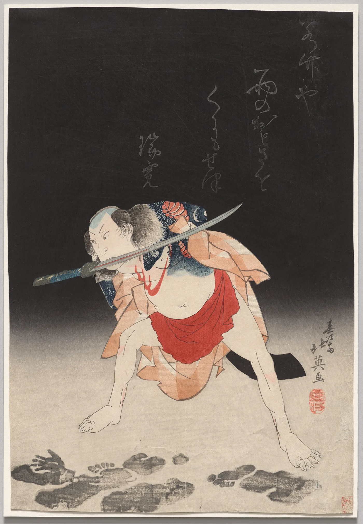 Arashi Rikan II as Danshichi Kurōbei in "Mirror of Naniwa: The Summer…, 1832