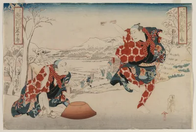 Ichikawa Norinosuke and Ichikawa Yonejuro as Morihachi and Yonehachi,…, 1830