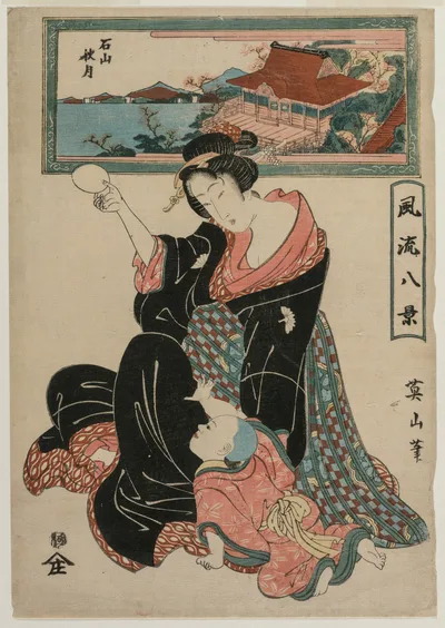 Autumn Moon at the Temple Ishiyamadera from the series Fashionable…, 1814