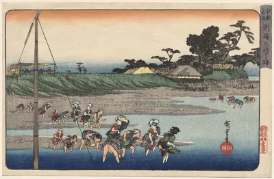 Gathering Shellfish at Low Tide at Susaki, from Famous Places in Edo, 1830