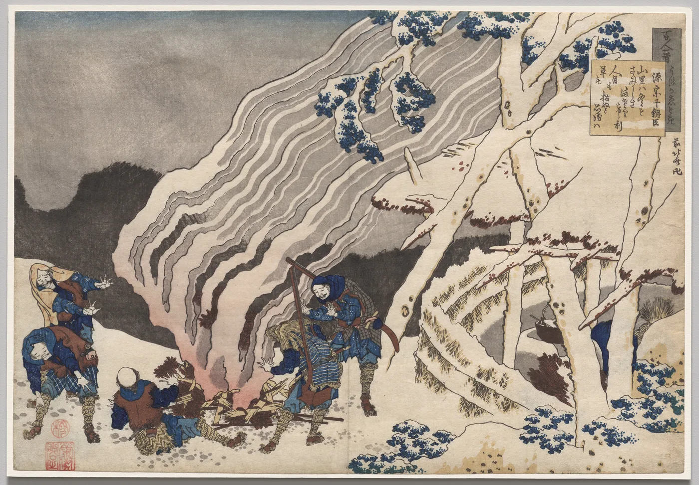 Poem by Minamoto no Muneyuki from the series One Hundred Poems by One…, 1835