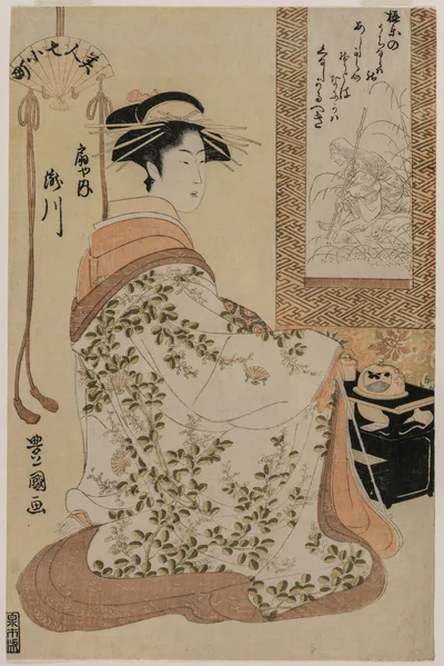 Takigawa of Ōgiya, from the series Beauties as the Seven Komachi, 1793