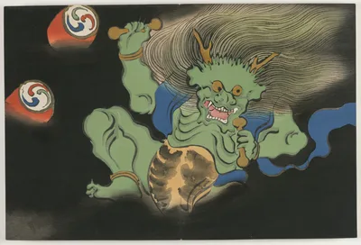Flowers of a Hundred Worlds (Momoyogusa): God of Thunder (Raijin)…, 1909