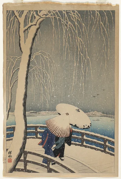 Photograph from 1931: Umbrellas in Snow