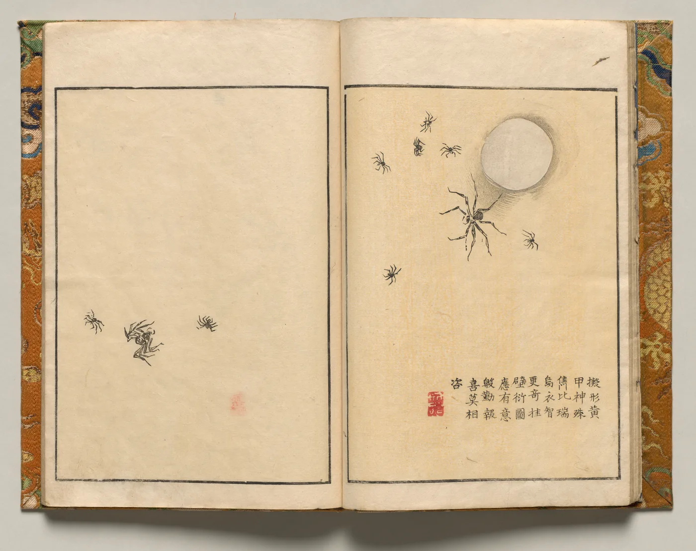 Spiders with Commentary, Design Eight from Shazanrō Picture Book, 1816