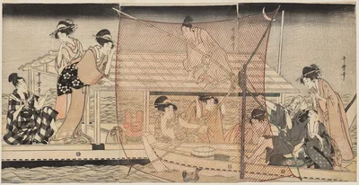 Net Fishing at Night on the Sumida River, 1800