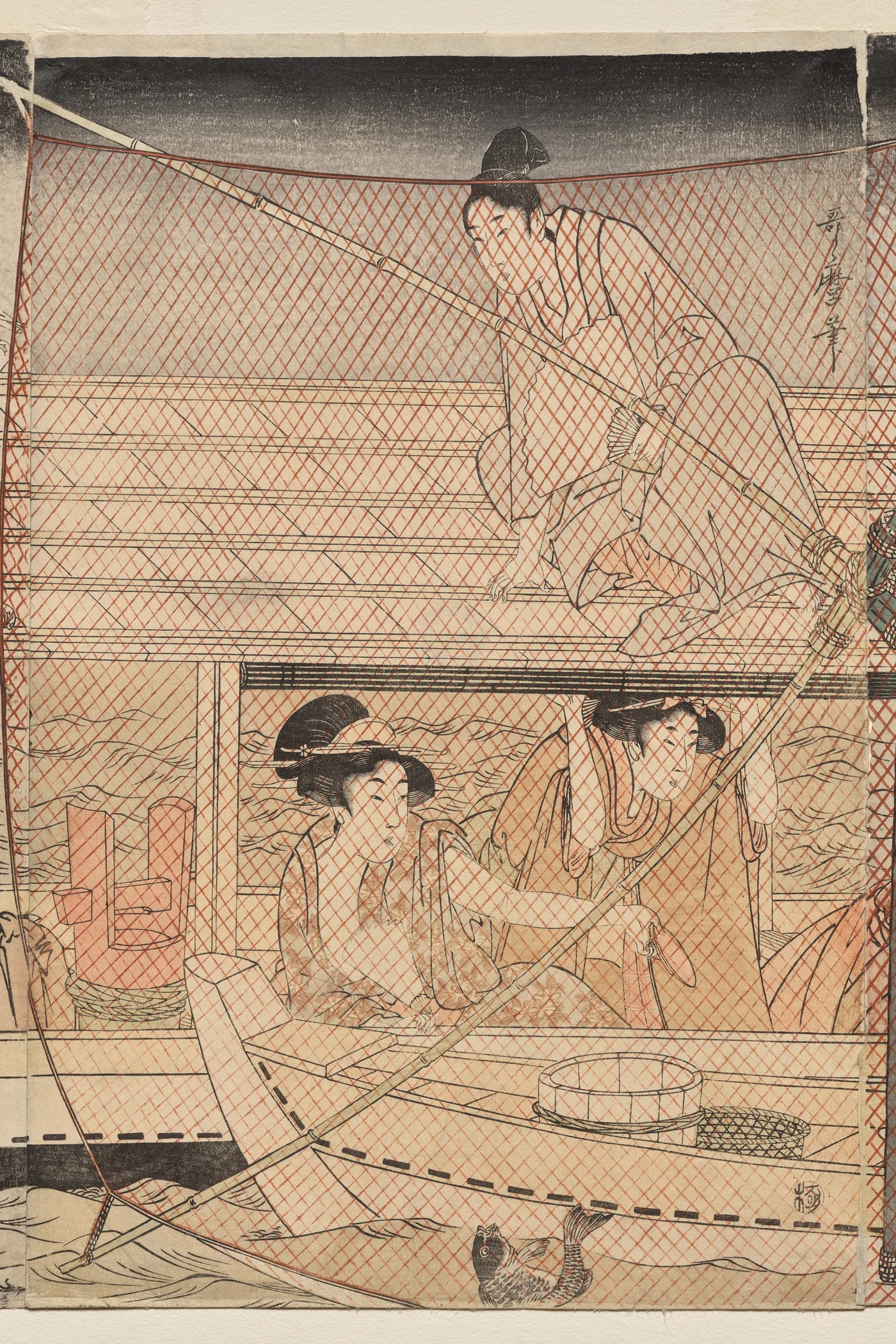 Net Fishing at Night on the Sumida River, 1800
