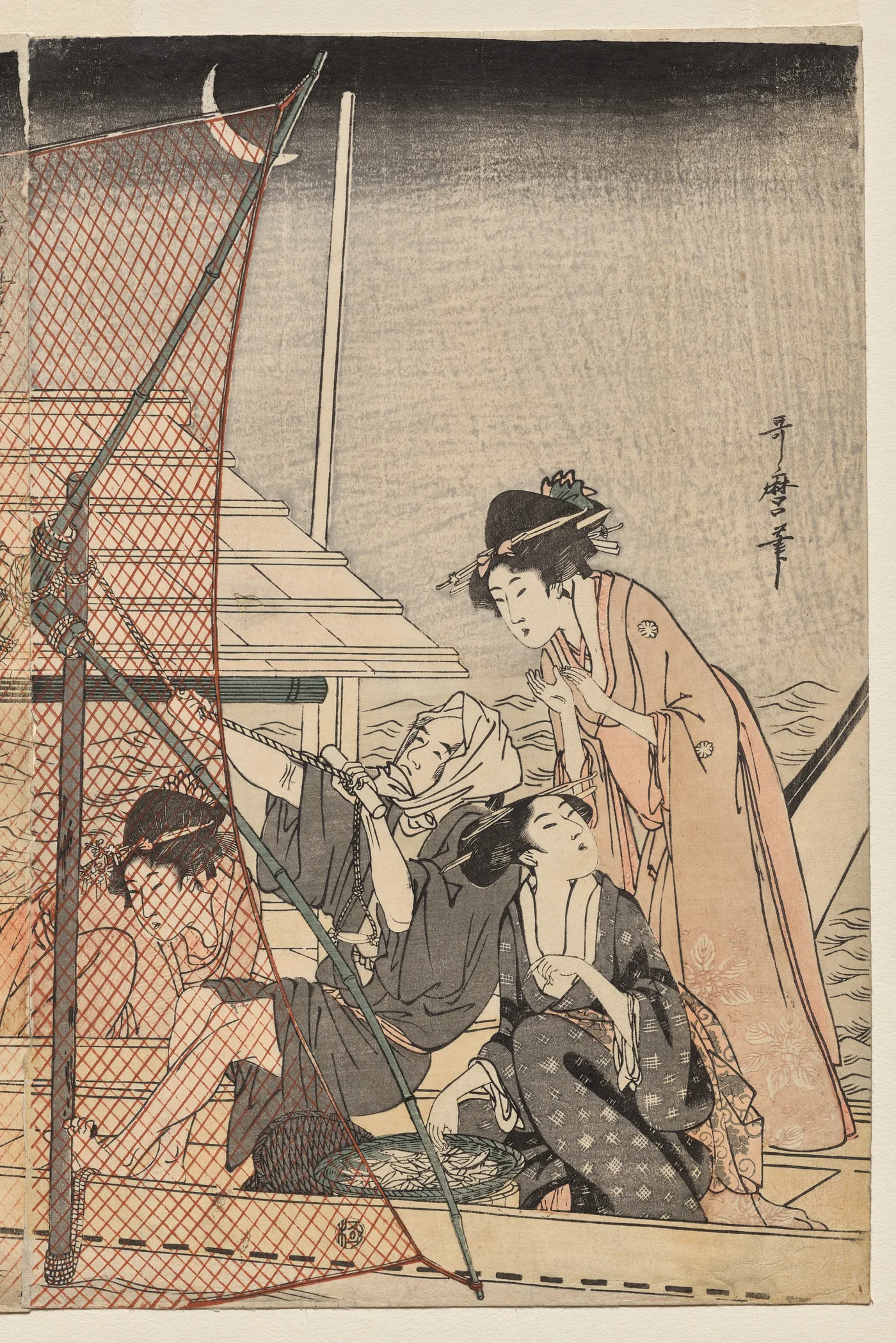 Net Fishing at Night, 1800