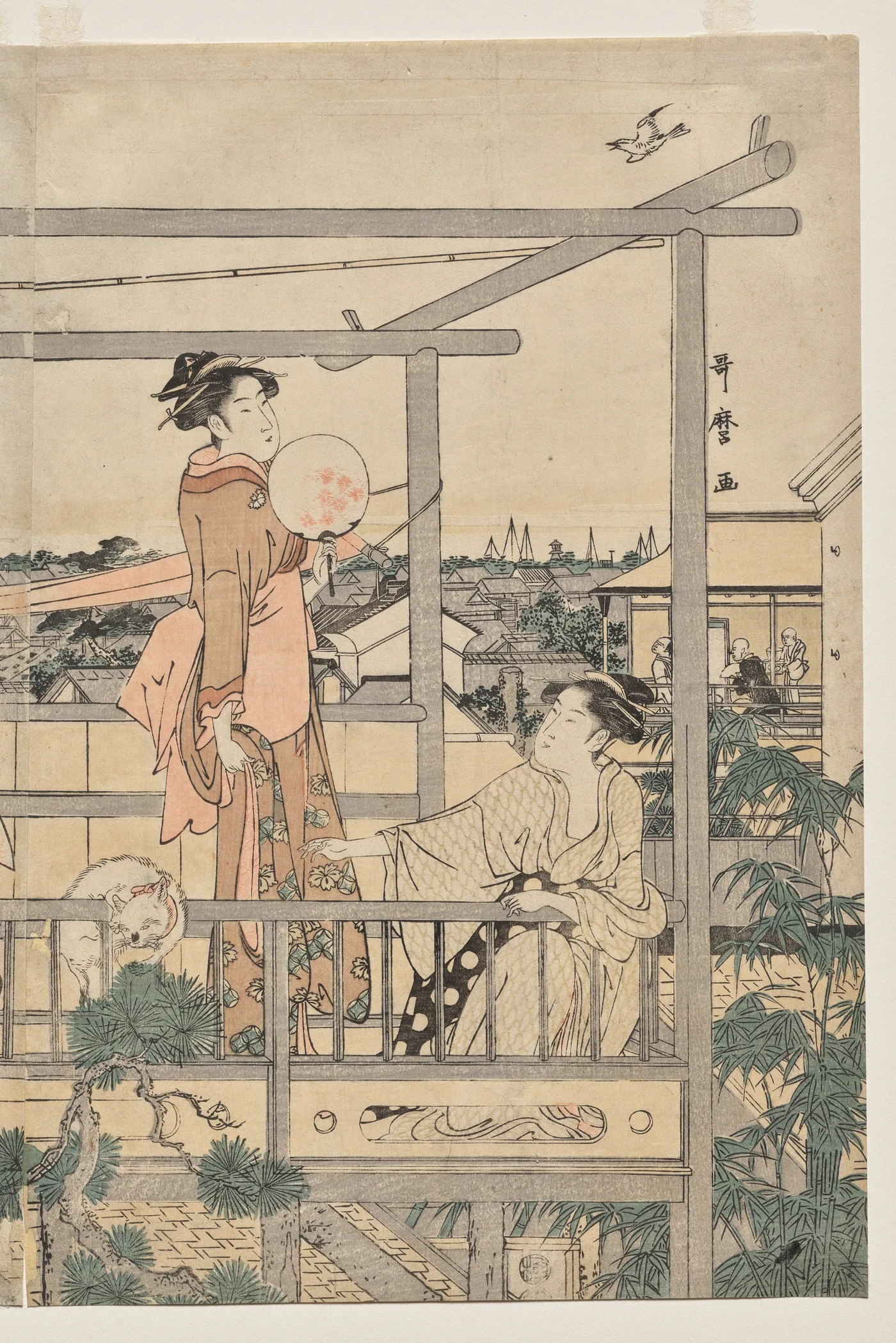 Women Hanging Laundry to Dry on a Balcony, 1790