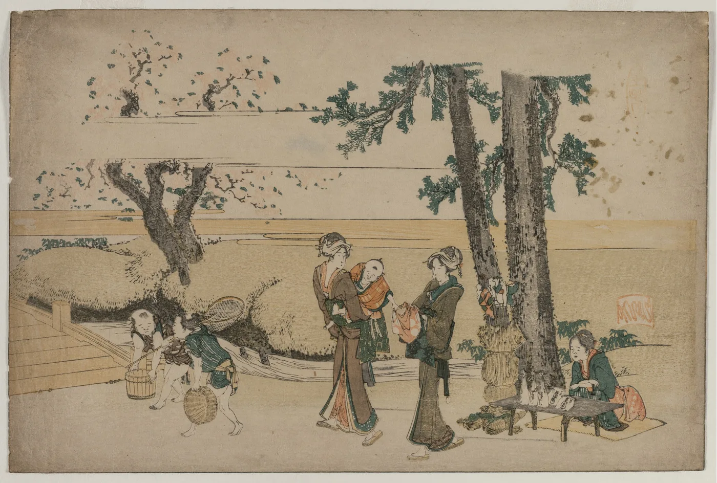 Woman Passing a Roadside Shop Near Oji, 1800