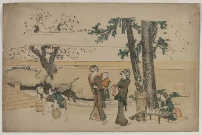Woman Passing a Roadside Shop Near Oji, 1800