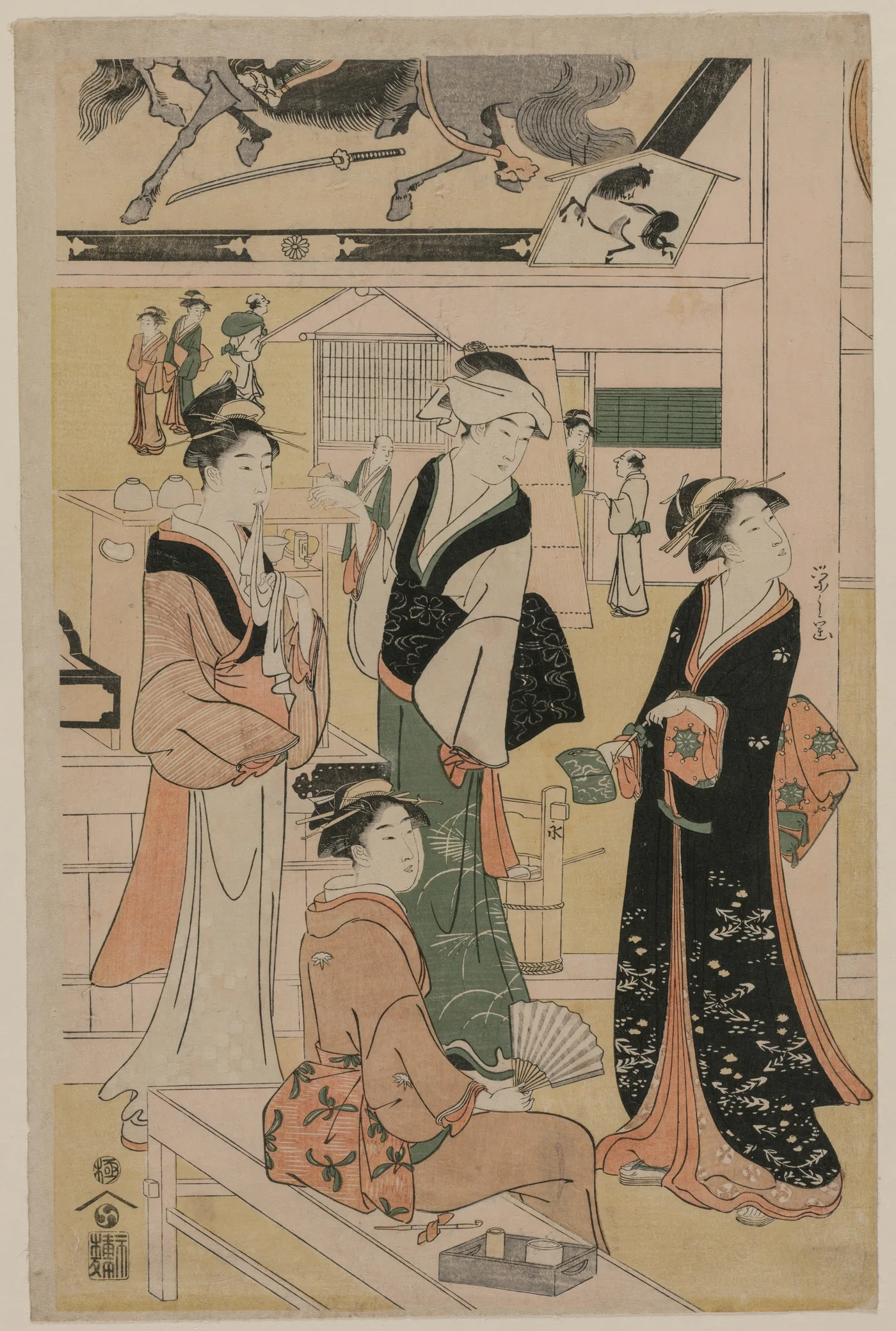 Print from Women Resting in the Votive Picture Hall at Asakusa, 1790