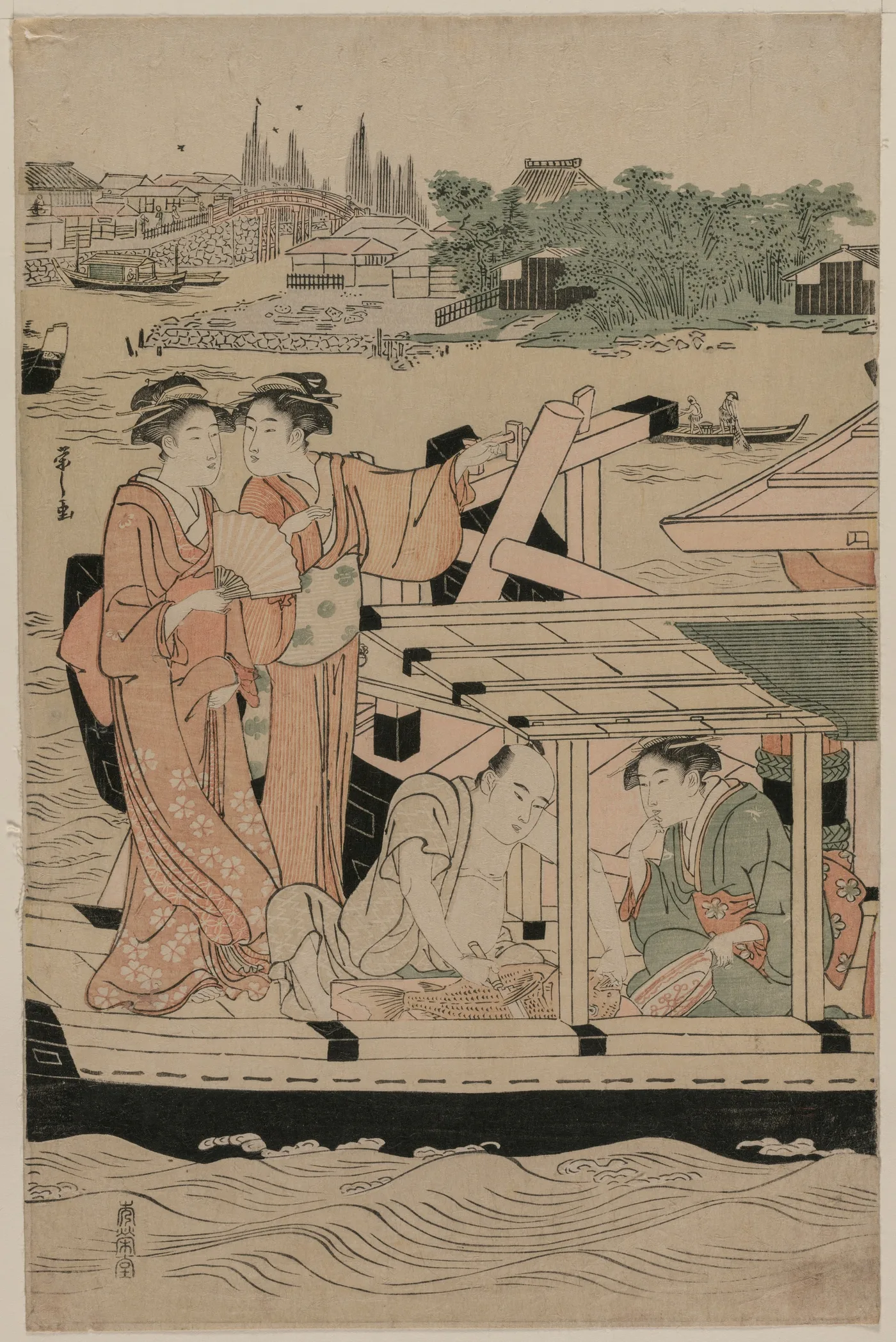 Leftmost Print from Pleasure Boats on the Sumida River beneath…, 1792